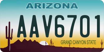 AZ license plate AAV6701