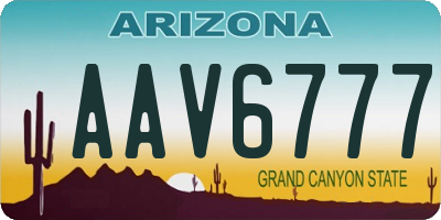 AZ license plate AAV6777