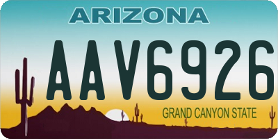 AZ license plate AAV6926