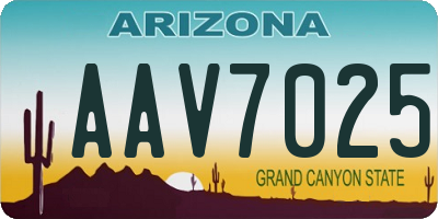 AZ license plate AAV7025