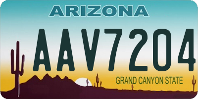 AZ license plate AAV7204