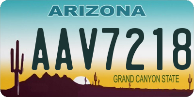 AZ license plate AAV7218