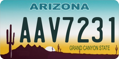 AZ license plate AAV7231