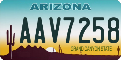AZ license plate AAV7258