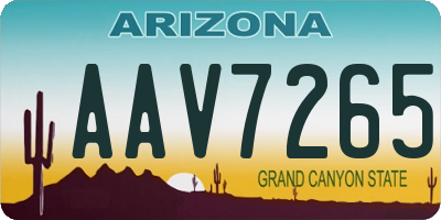 AZ license plate AAV7265