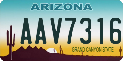 AZ license plate AAV7316