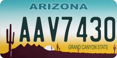 AZ license plate AAV7430