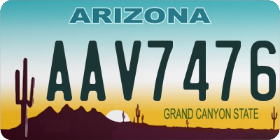 AZ license plate AAV7476