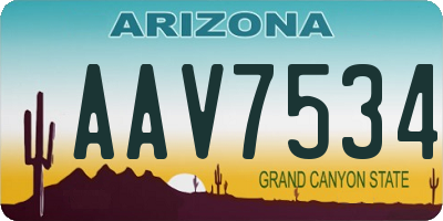 AZ license plate AAV7534