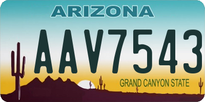 AZ license plate AAV7543
