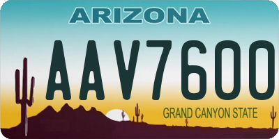AZ license plate AAV7600