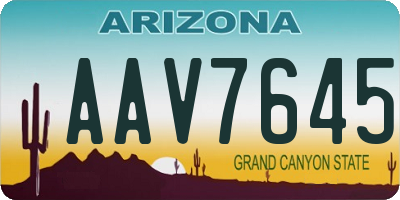 AZ license plate AAV7645
