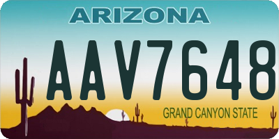 AZ license plate AAV7648