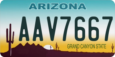 AZ license plate AAV7667