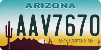 AZ license plate AAV7670