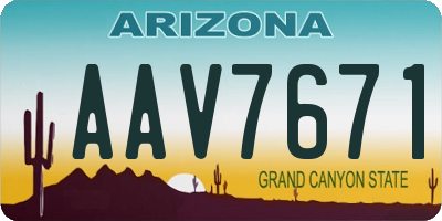 AZ license plate AAV7671