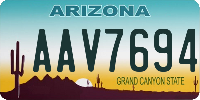 AZ license plate AAV7694