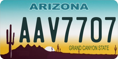 AZ license plate AAV7707