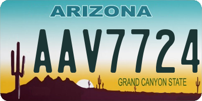 AZ license plate AAV7724