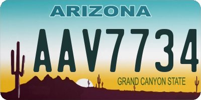 AZ license plate AAV7734