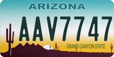 AZ license plate AAV7747