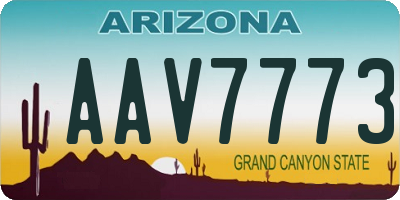 AZ license plate AAV7773