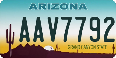 AZ license plate AAV7792