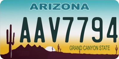 AZ license plate AAV7794