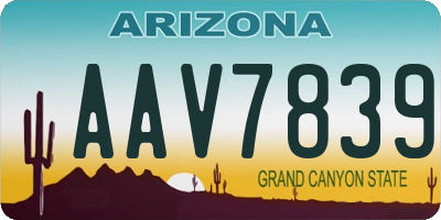 AZ license plate AAV7839