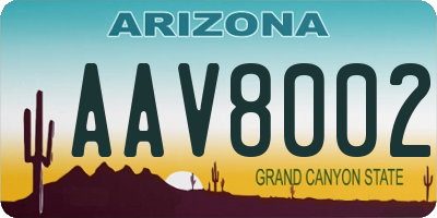 AZ license plate AAV8002