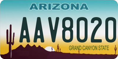 AZ license plate AAV8020