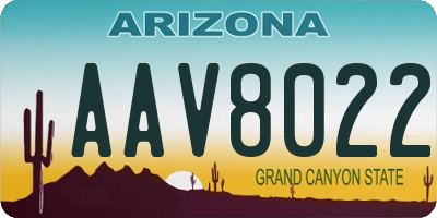 AZ license plate AAV8022