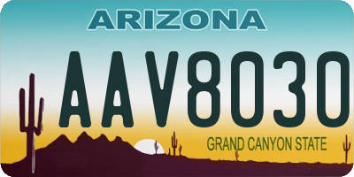 AZ license plate AAV8030