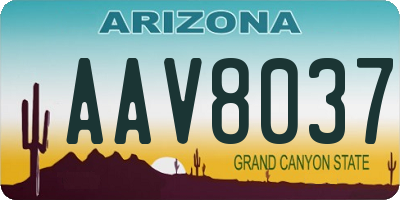 AZ license plate AAV8037