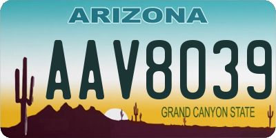 AZ license plate AAV8039