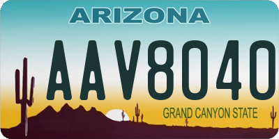 AZ license plate AAV8040