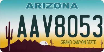 AZ license plate AAV8053