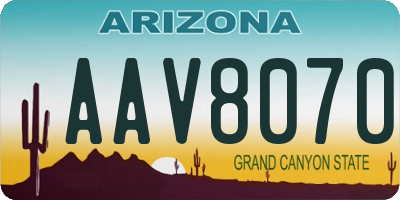 AZ license plate AAV8070
