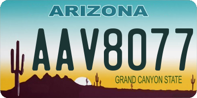 AZ license plate AAV8077