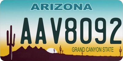 AZ license plate AAV8092