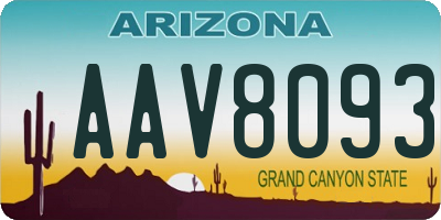 AZ license plate AAV8093