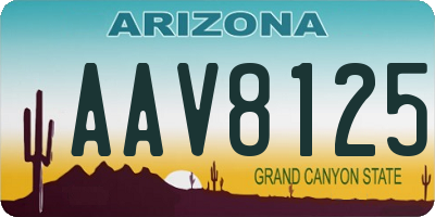 AZ license plate AAV8125