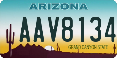 AZ license plate AAV8134
