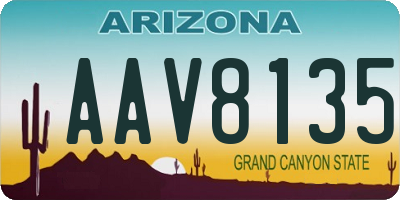 AZ license plate AAV8135