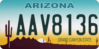 AZ license plate AAV8136
