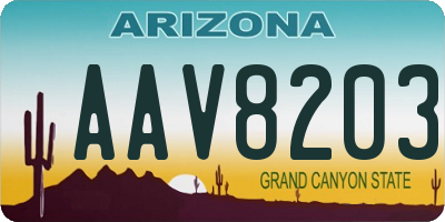 AZ license plate AAV8203