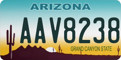 AZ license plate AAV8238