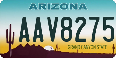 AZ license plate AAV8275