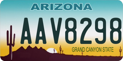 AZ license plate AAV8298