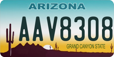AZ license plate AAV8308